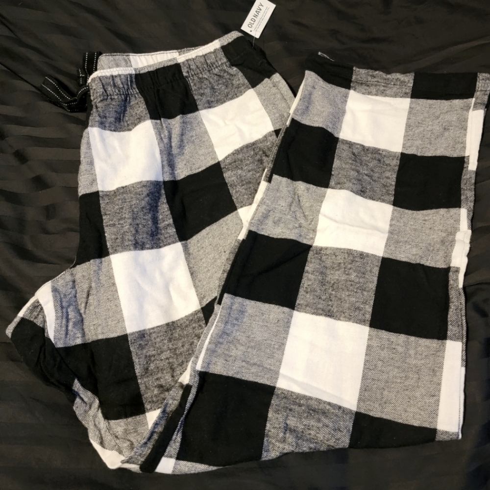 NWT Buffalo Check Black and White Plaid Drawstring Pajama Pants